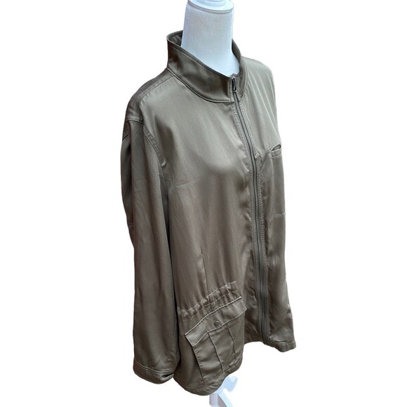 J.Jill Olive Green Tencel Utility Military Jacket Women’s XL Lightweight Parka - Picture 2 of 11